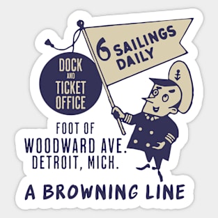 Retro Detroit Sailing Bob-lo Island Daily Sailings Sticker